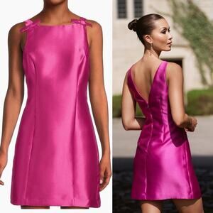 Hutch Chesca Dress Fuchsia Pink Mini Sleeveless Bow Cocktail Party Wedding S